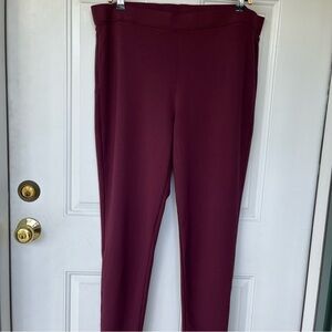 •Women with Control• Slim Leg Pull-on Burgundy Pants - Size XL